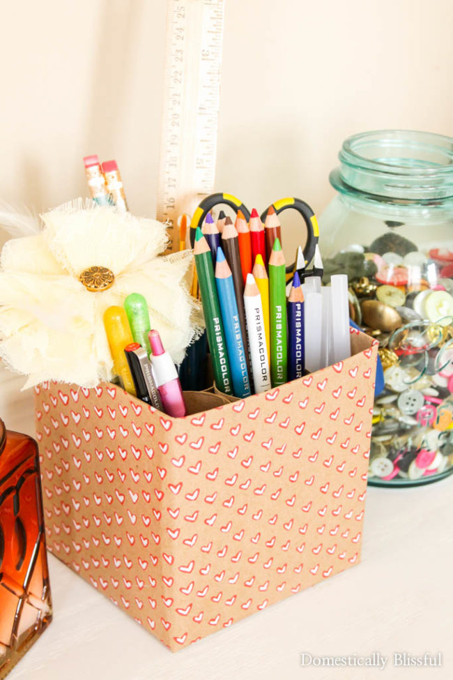 Don't throw out another empty tissue box. Instead, make a <a href="http://domesticallyblissful.com/diy-craft-supply-holder/" target="_blank">custom desk organizer</a>.