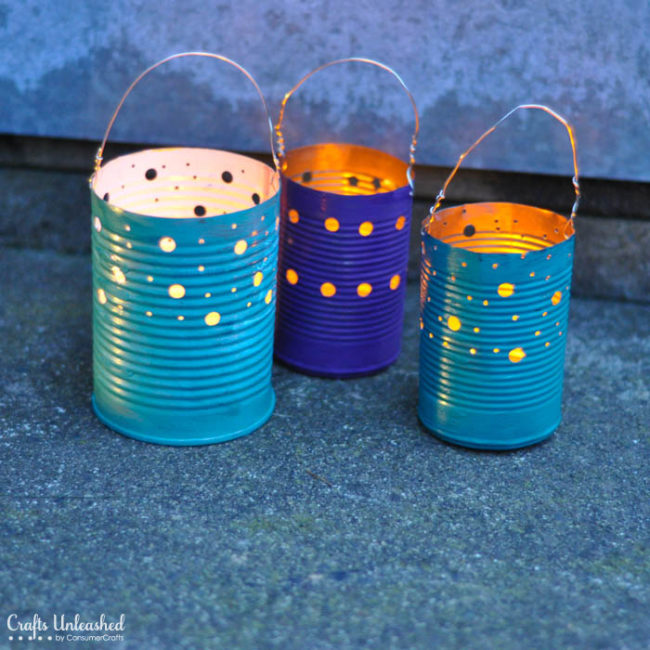 <a href="http://blog.consumercrafts.com/craft-basics-main/tin-can-crafts-luminaries/" target="_blank">Tin can luminaries</a> are great to have around when you're throwing backyard parties!