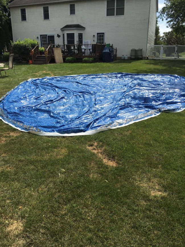 Before installing the liner, the builder placed it in the sun to make it more flexible.