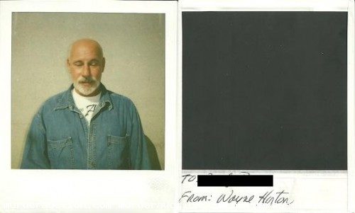 This is a Polaroid taken of Nevada serial killer Wayne Horton, who was obsessed with Charles Manson.  He murdered four people, including his 19-year-old cellmate in jail.