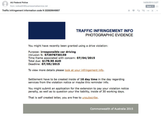 This "traffic infringement" email sent to <a target="_blank" href="https://www.reddit.com/user/pavTheory">pavTheory</a> looks completely legitimate.
