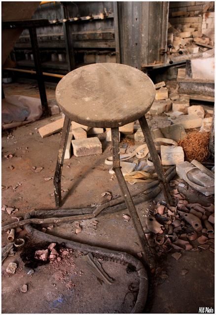 Labrador also found stools that seemed to be waiting for the factory workers to return.