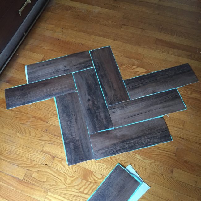 With all of the pieces cut to size, she began laying out the pattern.