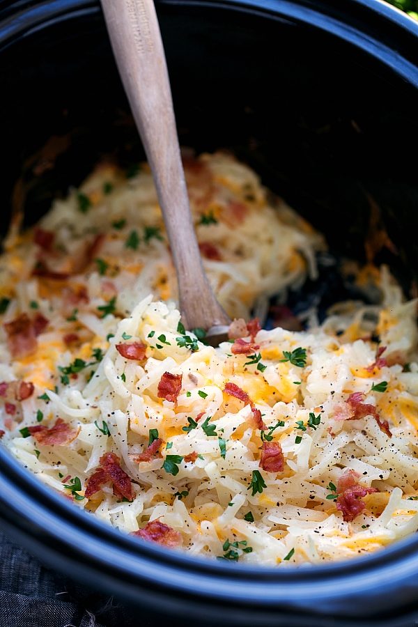 This <a href="http://www.chelseasmessyapron.com/crockpot-hashbrown-casserole-no-cream-of-soups/" target="_blank">hash brown casserole</a> makes for an amazingly comforting breakfast food.