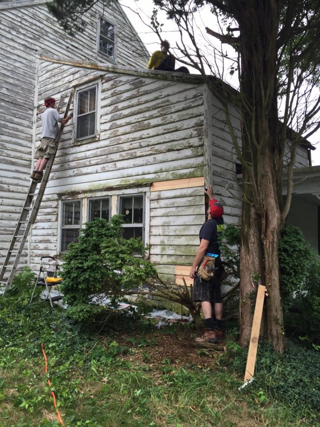 The eager workers spent their weekends last summer doing yard work, painting, and getting the house back up to code.