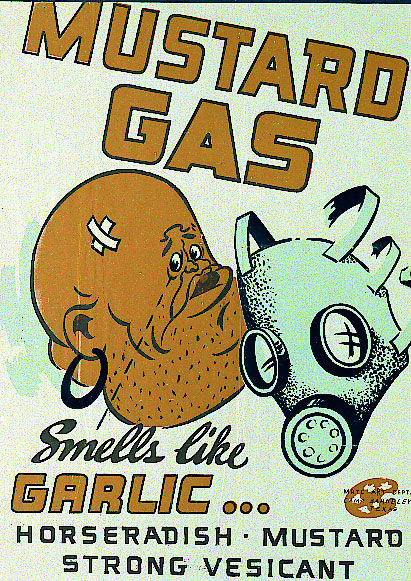The gas got its name from its yellow-brown color and its mustard-like scent, and can be released into the air as a vapor.  You can become exposed to it through skin contact, eye contact, and/or inhalation.