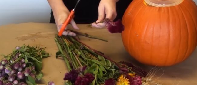 Prep and trim your flowers to the size of the container. 