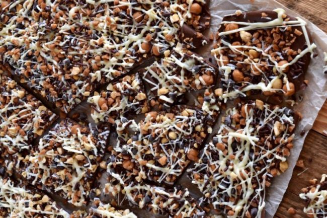 <a href="http://www.prettypracticalpantry.com/chocolate-caramel-toffee-bark/" target="_blank">Chocolate caramel toffee bark</a>?! Lord, help me.