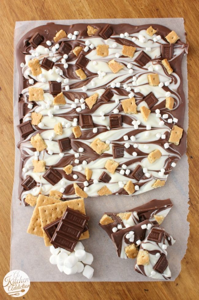 <a href="http://www.a-kitchen-addiction.com/triple-chocolate-smores-bark/" target="_blank">Triple chocolate s'mores bark</a> puts a tasty spin on a classic recipe. 