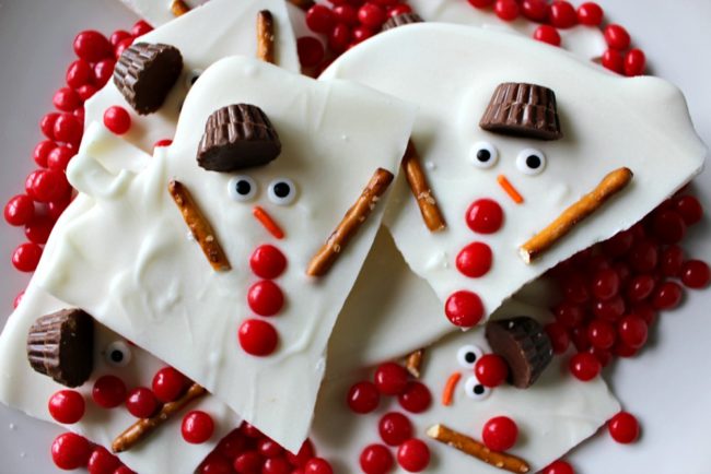 This <a href="http://princesspinkygirl.com/melted-snowman-chocolate-bark/" target="_blank">melted snowman bark</a> is almost too cute to eat. Almost. 