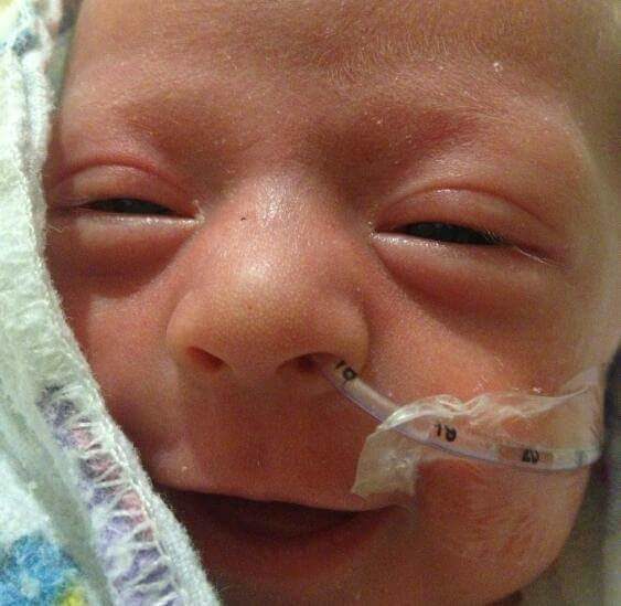Audrey-Lindy Cheatham wanted to share an image, too, writing, "My granddaughter, two pounds and 12 ounces. She is the happiest little lady!"
