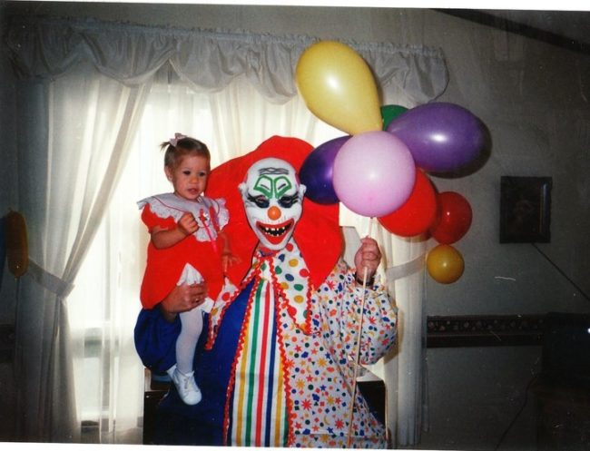 This little girl grew up to have a recurring dream about how she was abducted by a creepy clown. 