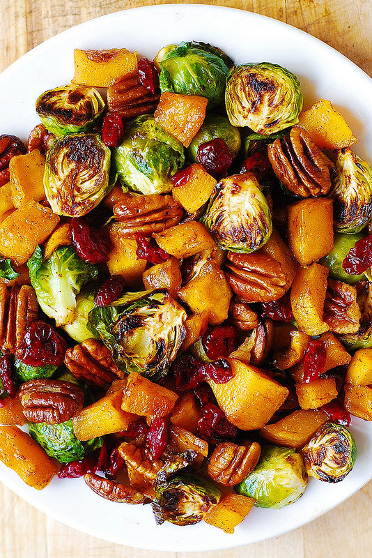 Add your favorite Thanksgiving treats to this side dish to ensure that your kids eat their <a href="http://juliasalbum.com/2015/10/roasted-brussels-sprouts-cinnamon-butternut-squash-pecans-and-cranberries/" target="_blank">Brussels sprouts</a>.