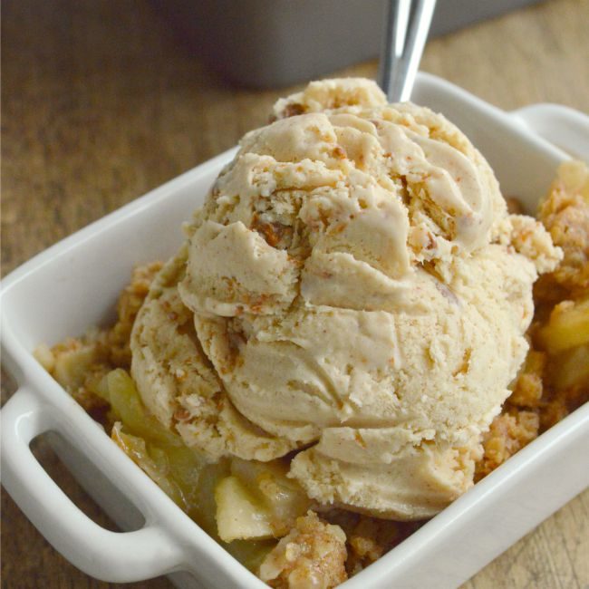 One idea is topping it with <a href="http://www.sugardishme.com/brown-sugar-cinnamon-ice-cream/#_a5y_p=4319035" target="_blank">brown sugar cinnamon ice cream</a>. 