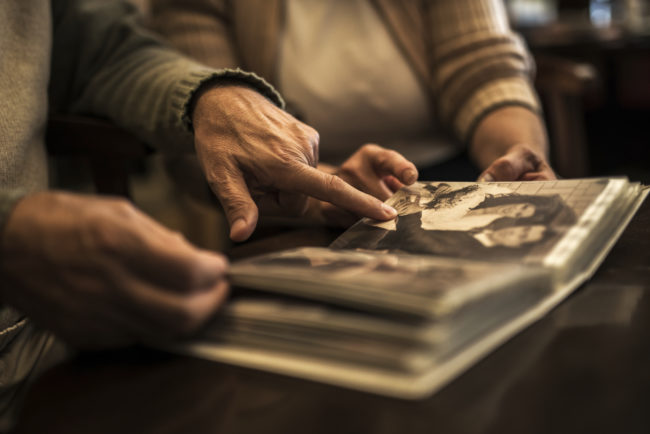 While flipping through old family photos, the happy couple discovered that they were already related. The blushing bride's new husband was also her grandfather.