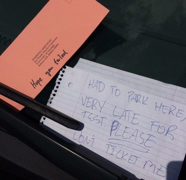I certainly hope he wasn't taking his permit test.