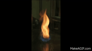 What starts as a simple yellow flame quickly transforms into a whirling, blue cyclone of fire.
