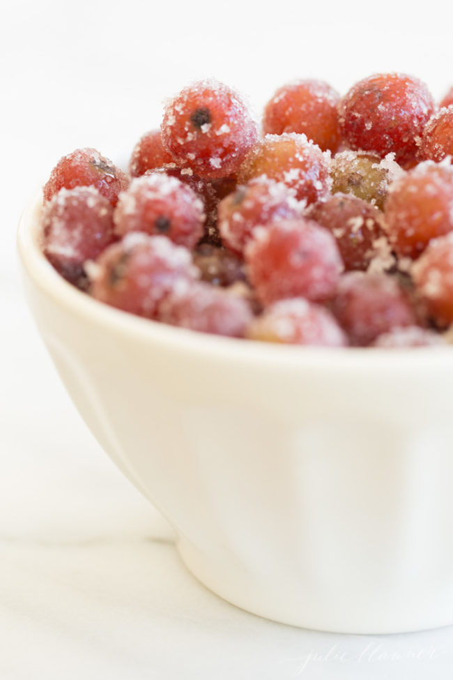 Need a quick snack with a bit of a buzz? These <a href="http://julieblanner.com/frozen-grapes-marinated-in-wine/" target="_blank">wine-marinated frozen grapes</a> should do the trick.