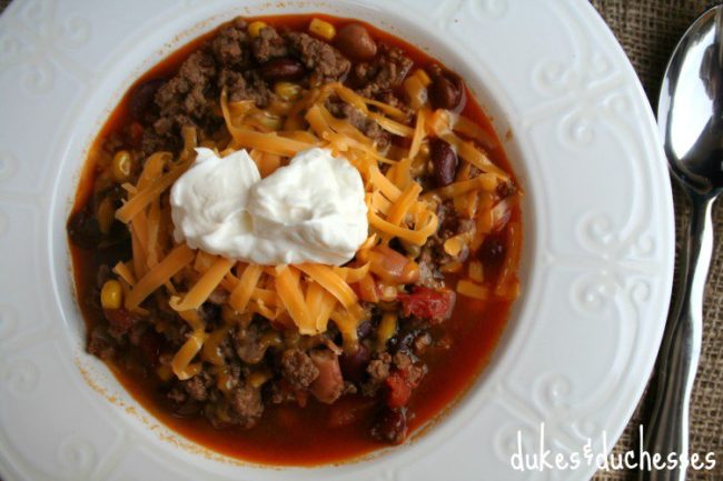 <a href="http://dukesandduchesses.com/easy-taco-soup/" target="_blank">Taco soup</a> is the perfect excuse to load up on cheese and sour cream.