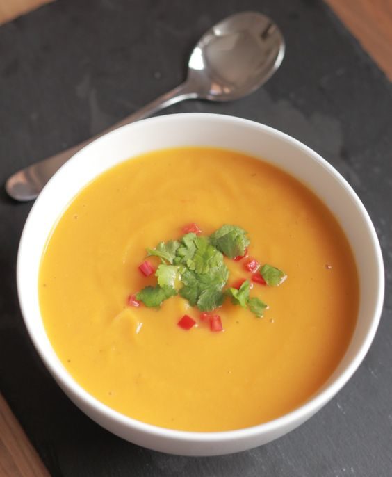 This <a href="http://neilshealthymeals.com/sweet-potato-garlic-chilli-soup/" target="_blank">vegan recipe</a> features sweet potato, garlic, and chili.