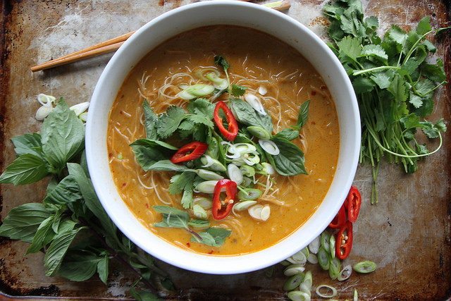 Soup season is also a time to get adventurous. Try cooking <a href="http://heatherchristo.com/2014/01/27/spicy-thai-curry-noodle-soup/" target="_blank">spicy Thai soup</a> at home instead of ordering takeout.