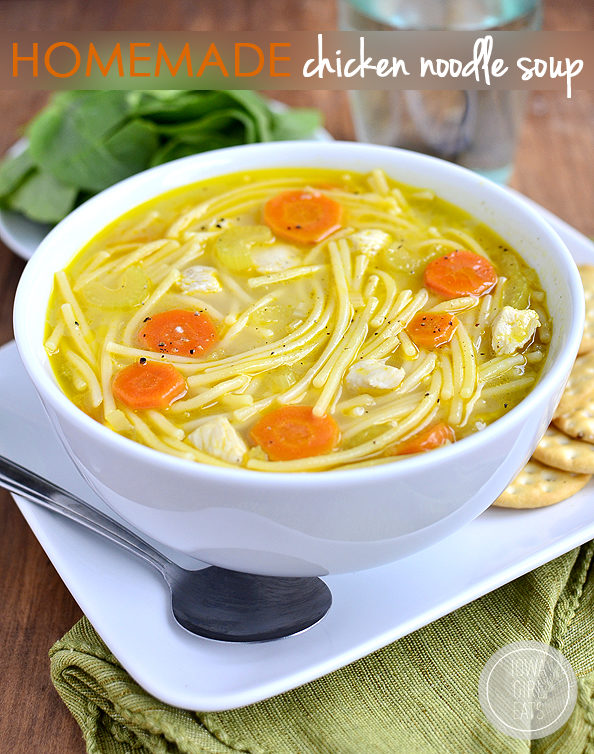 If you've got the flu, chicken noodle soup is the go-to for feeling a tiny bit better. Check out this <a href="http://iowagirleats.com/2014/10/22/homemade-chicken-noodle-soup/" target="_blank">gluten-free version</a>.