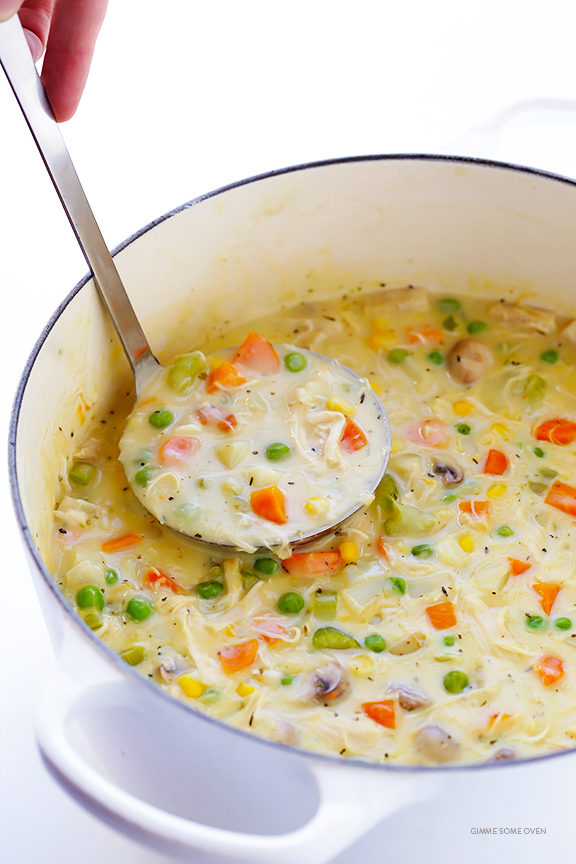 You could even dip some biscuits in this <a href="http://www.gimmesomeoven.com/chicken-pot-pie-soup-recipe/" target="_blank">chicken pot pie soup</a> to make it more like the real thing.