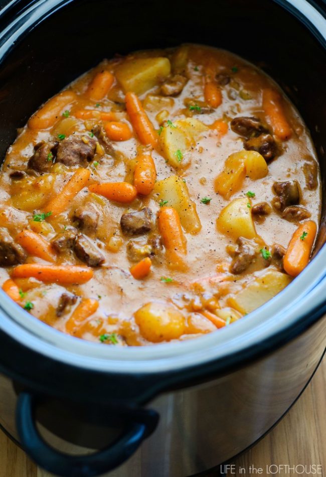 This one <a href="http://life-in-the-lofthouse.com/crock-pot-beef-stew/" target="_blank">definitely counts as a stew</a>, but it's a set-it-and-forget-it recipe perfect for your slow cooker.