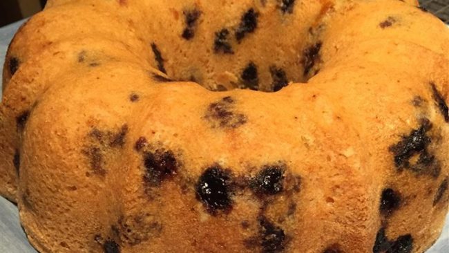 I'd love to have a slice of this <a href="http://www.throughherlookingglass.com/blueberry-pound-cake/" target="_blank">blueberry pound cake</a> for breakfast.
