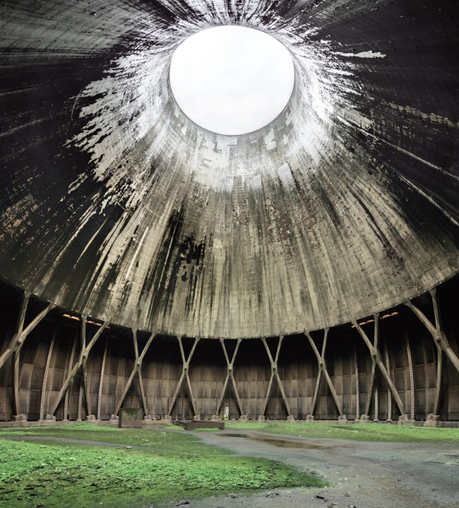 This photo taken from the inside of a massive cooling tower in Belgium does a good job of making you feel small.