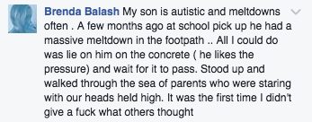 Mothers from all over are responding to Constance's thoughtful approach to parenting and her commitment to not judging other parents.