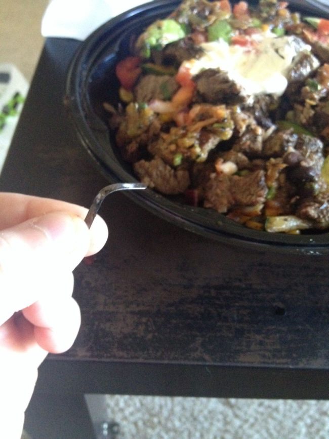 Oh yum, a little piece of metal to go with your burrito bowl.