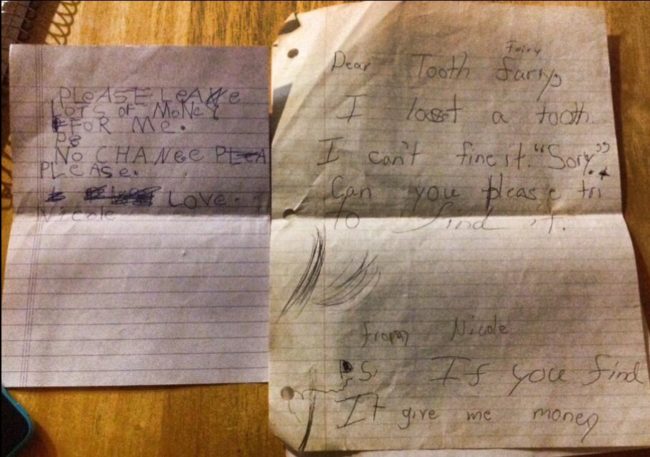 This kid wrote not one, but two rude letters to the Tooth Fairy! 