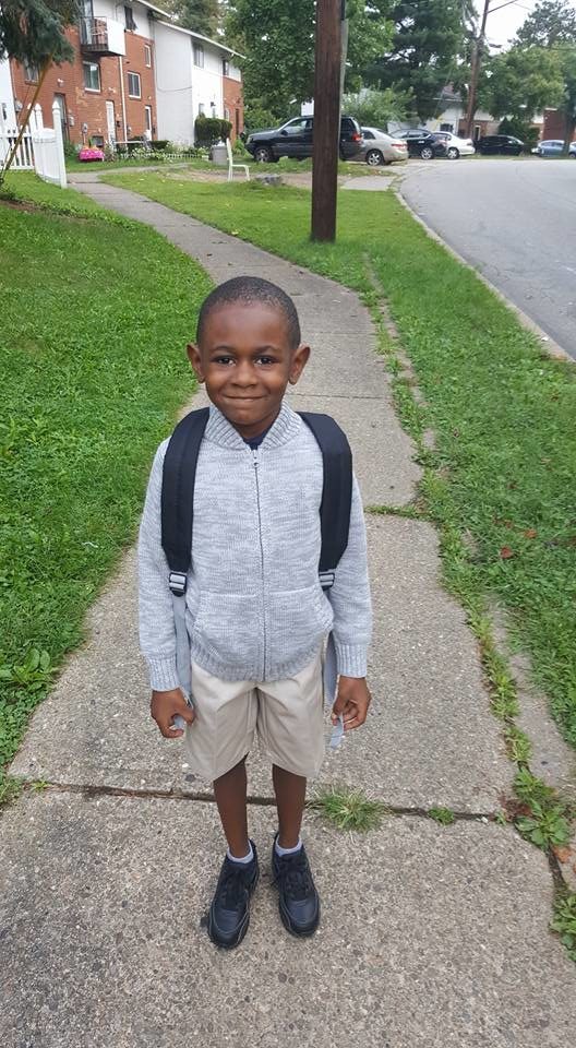 Just two months ago, she posted this picture of her son's first day of kindergarten. By all accounts, he appears to be a happy child.