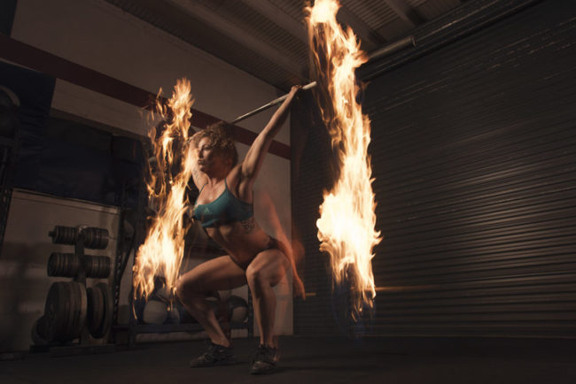 And the same is true here. Wells <a href="http://www.brandonwellsphotography.com/blog/combining-fitness-and-fire-photography" target="_blank">says</a> that a flaming barbell was one of his first ideas for the shoot.