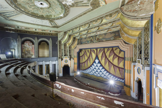 The Boyd Theatre in Philadelphia, Pennsylvania, opened in 1928 and hosted multiple movie premieres in its prime, but eventually closed in 2002.  Though efforts were made to restore it, the theater's auditorium was demolished in 2015 to make room for an apartment tower.