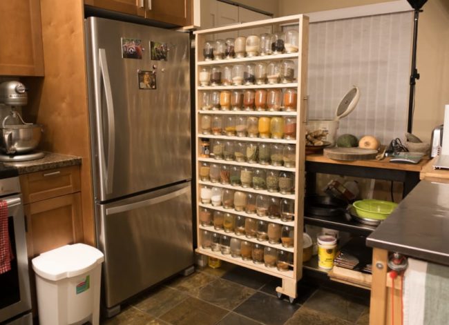 Finally, he added all his spice jars to the rack. What a space saver!