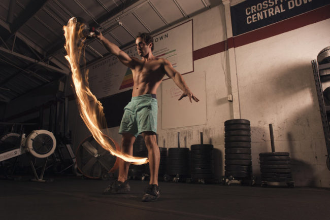 The results are incredible. As this athlete sends a flaming kettlebell through the air, it's impossible not to marvel at his power and strength.