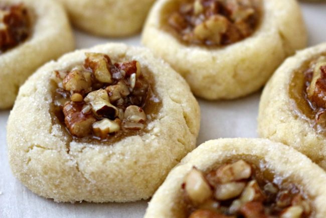 It's a pie! It's a cookie! It's a <a href="http://scrappygeek.com/pecan-thumbprint-cookies/" target="_blank">pecan pie thumbprint cookie</a>!