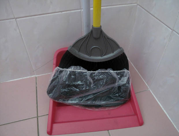 If you're allergic to dirt or dust mites, cover your broom with a shower cap to keep particles from getting  stuck in it and ultimately being spread around your home.