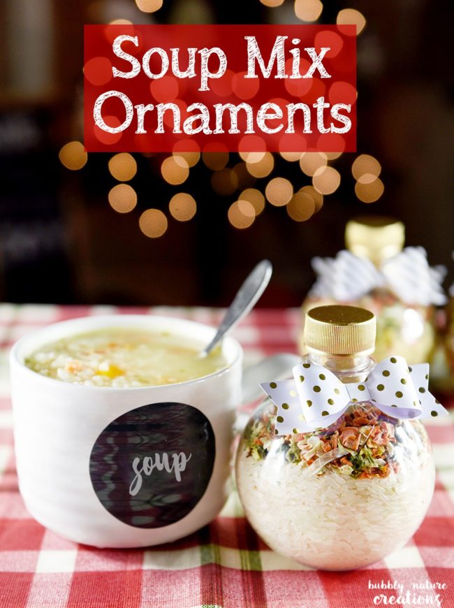 Warm their heart (and their stomach) with these decorative <a href="http://sprinklesomefun.com/2015/11/soup-mix-ornaments.html" target="_blank">soup mix ornaments</a>.