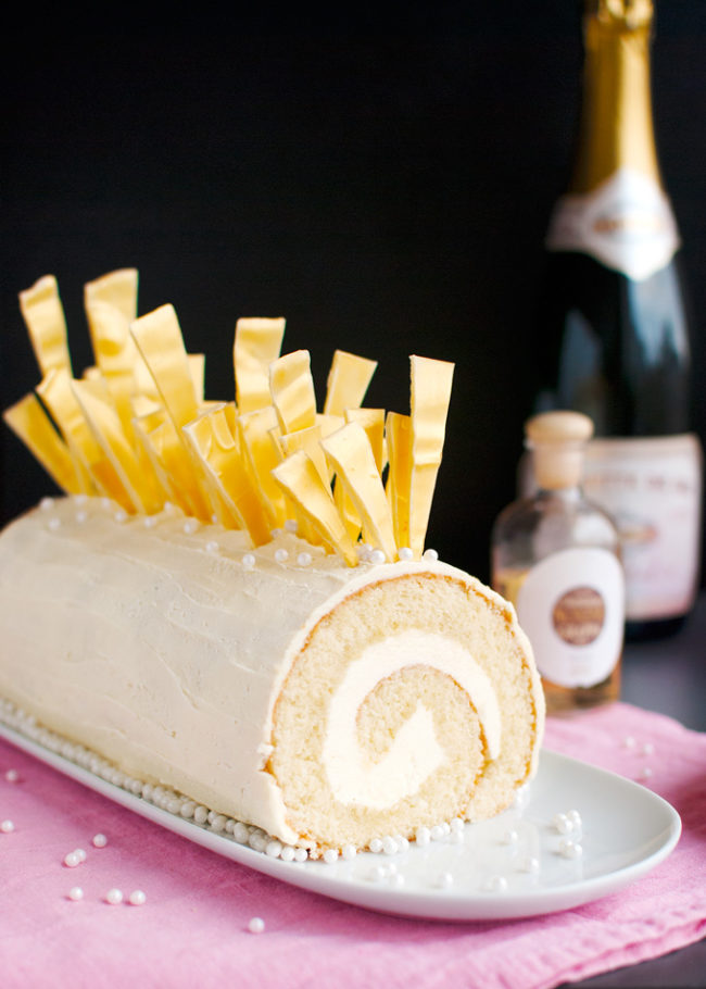I doubt any dessert is more heavenly than this <a href="http://thetoughcookie.com/2014/12/27/champagne-cake-roll-champagne-buttercream-white-chocolate/" target="_blank">champagne cake roll</a> with buttercream and white chocolate.