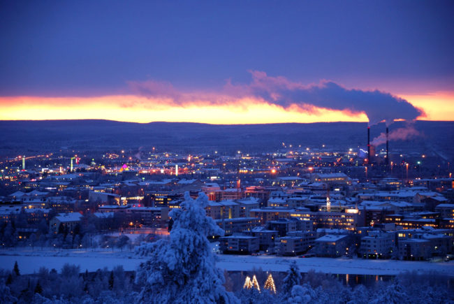 City lights make Lapland even more beautiful as the sun goes down.