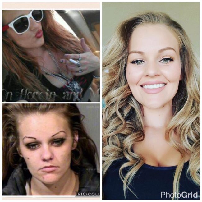 Hall was addicted to meth and heroin for years, and she shared pictures from the height of her addiction alongside what she looks like after four years of being completely clean.