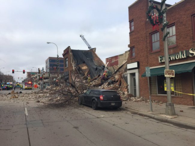 Midway through major renovations, this 100-year-old apartment building in Sioux Falls, South Dakota, collapsed on the afternoon of Friday, December 2. 